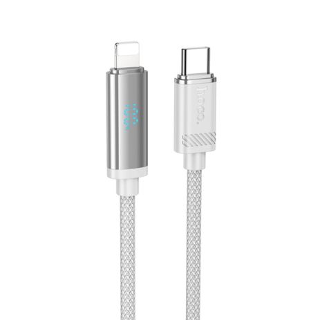 Кабель Hoco U127 з дисплеєм Type-C to Lightning, PD 27W, 1.2m, silver gray