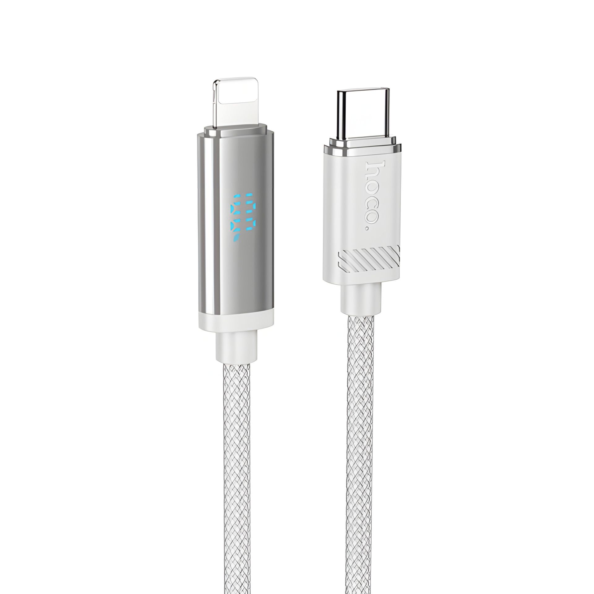 Кабель Hoco U127 с дисплеем Type-C to Lightning PD 27W 1.2m silver gray Кабель Hoco U127 с дисплеем Type-C to Lightning PD 27W 1.2m silver gray