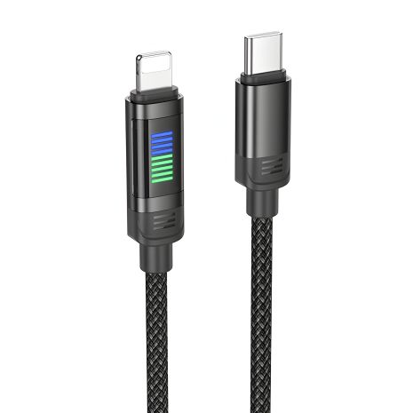 Кабель Hoco U126 з індикатором Type-C to Lightning, PD 27W, 1.2m, black Кабель Hoco U126 з індикатором Type-C to Lightning, PD 27W, 1.2m, black