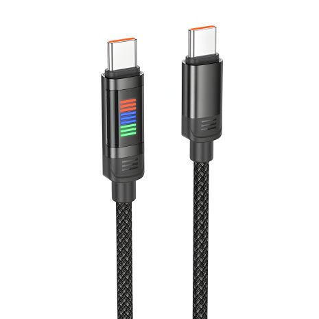 Кабель Hoco U126 з індикатором Type-C to Type-C PD 100W 1.2m black Кабель Hoco U126 з індикатором Type-C to Type-C PD 100W 1.2m black
