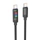 Кабель Hoco U126 з індикатором Type-C to Type-C PD 100W 1.2m black