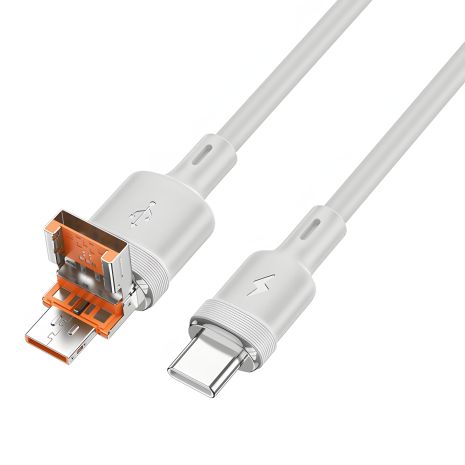 Кабель 2в1 Hoco U131 USB/Type-C to Type-C серый 1.2m