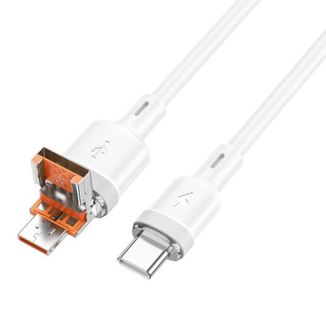 Кабель Hoco U131 2в1 USB/ Type-C to Type-C, 60W, 3A, 1.2m white