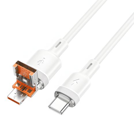 Кабель Hoco U131 2в1 USB/ Type-C to Type-C, 60W, 3A, 1.2m white Кабель Hoco U131 2в1 USB/ Type-C to Type-C, 60W, 3A, 1.2m white