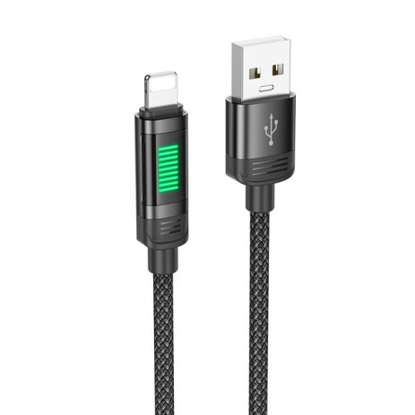 Кабель Hoco U126 з індикатором USB to Lightning, 2.4А, 1.2m, black