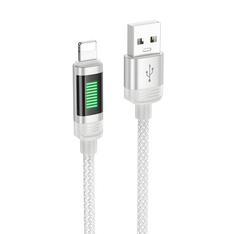 Кабель с индикатором Hoco U126 USB to Lightning серый 1.2m Кабель с индикатором Hoco U126 USB to Lightning серый 1.2m