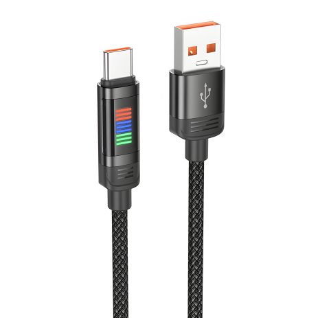 Кабель з індикатором Hoco U126 USB to Type-C, QC 27W, 1.2m, black Кабель з індикатором Hoco U126 USB to Type-C, QC 27W, 1.2m, black