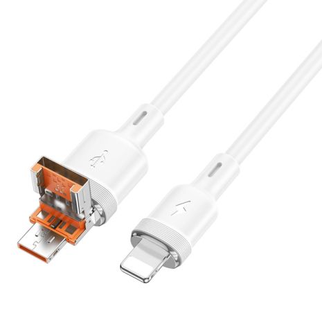 Кабель Hoco U131 2в1 USB/ Type-C to Lightning 1.2m white