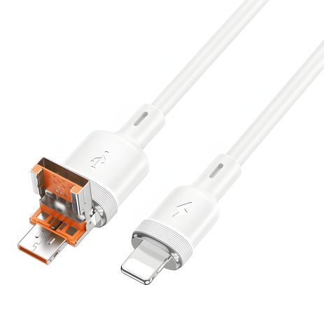 Кабель Hoco U131 2в1 USB/ Type-C to Lightning, 2.4А, 1.2m, white