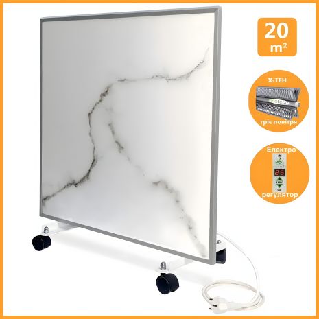 Керамічний обігрівач з конвекційним теном і терморегулятором, білий мармур Ecoteplo Air 1000 ME WM
