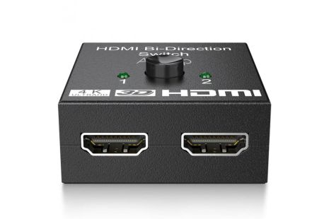 HDMI розгалужувач двонаправлений Bi-Direction Switch на 2 порти 4К 60Hz Black | перемикач + комутатор 2x1/1x2 Для PC, XBox, PS4, PS5, відеоплеєрів