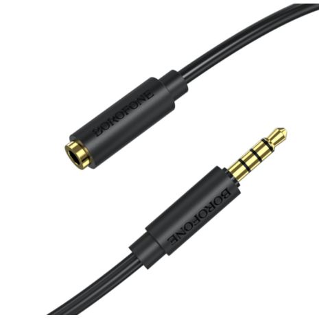 AUX кабель Borofone BL12 подовжувач Jack 3.5 to Jack 3.5 (F) 2m чорний