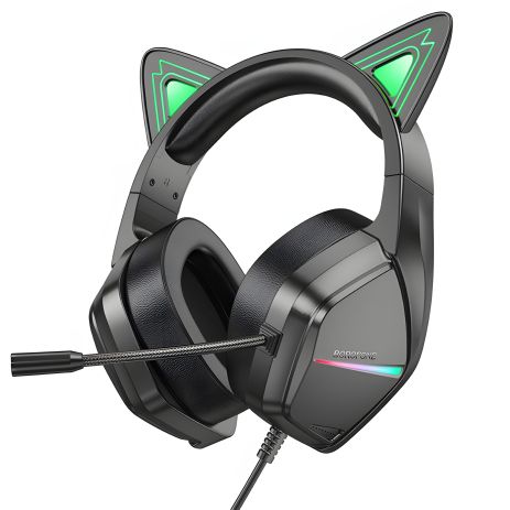 Наушники накладные Borofone BO106 игровые с ушками и LED подсветкой elf cat Наушники накладные Borofone BO106 игровые с ушками и LED подсветкой elf cat