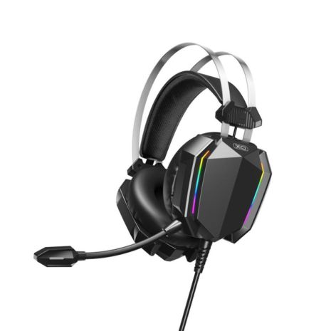 Игровые Наушники XO-GE-07 Static RGB Long mic USB+Dual 3.5mm Черный