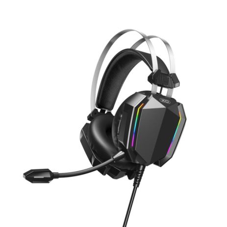 Ігрові накладні навушники XO-GE-07 Static RGB Long mic USB+Dual 3.5mm, 2.2м, Чорний