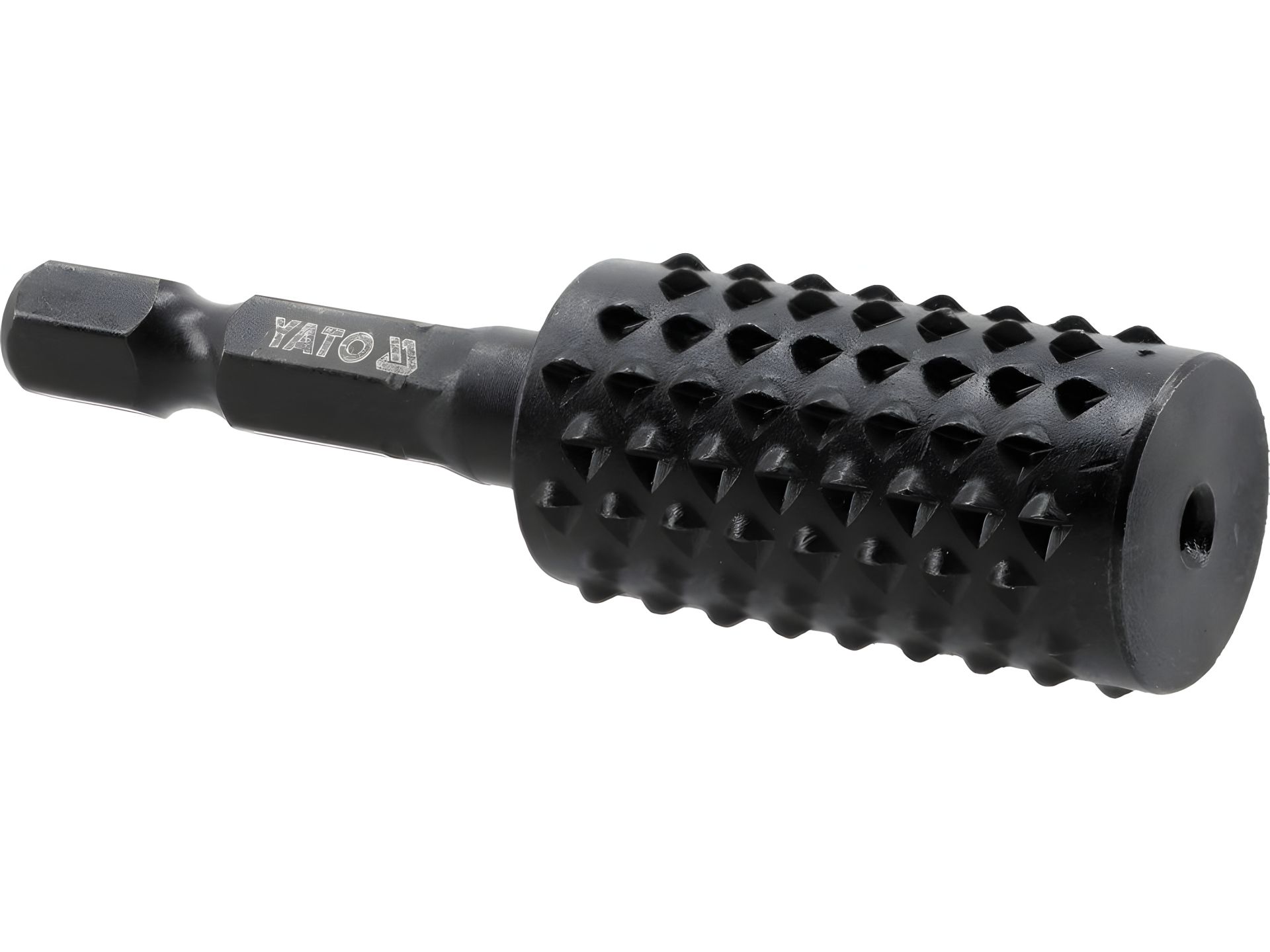 Фреза рашпильная цилиндрическая по дереву Ø=16 мм, l=60 мм, 6-гран. шпиндель 1/4" из углерода стали Yato YT-61743 Фреза рашпильная цилиндрическая по дереву Ø=16 мм, l=60 мм, 6-гран. шпиндель 1/4" из углерода стали Yato YT-61743