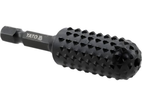 Фреза рашпильная цилиндрическая по дереву Ø=16 мм, l=65 мм, 6-гран. шпиндель 1/4" из углерода стали Yato YT-61741