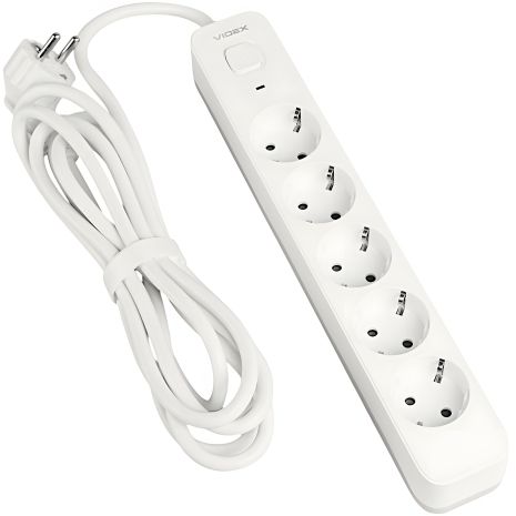 VIDEX ONCORD 5-розетковий мережевий подовжувач 4000 Вт, 3м, білий (VF-PD53G-W) VIDEX ONCORD 5-розетковий мережевий подовжувач 4000 Вт, 3м, білий (VF-PD53G-W)