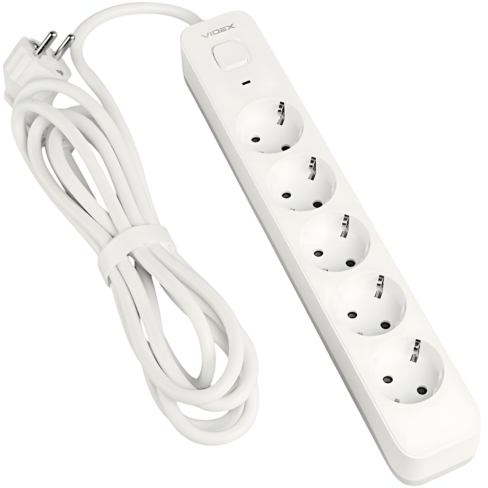 VIDEX ONCORD 5-розетковий мережевий подовжувач 4000 Вт, 3м, білий (VF-PD53G-W) VIDEX ONCORD 5-розетковий мережевий подовжувач 4000 Вт, 3м, білий (VF-PD53G-W)