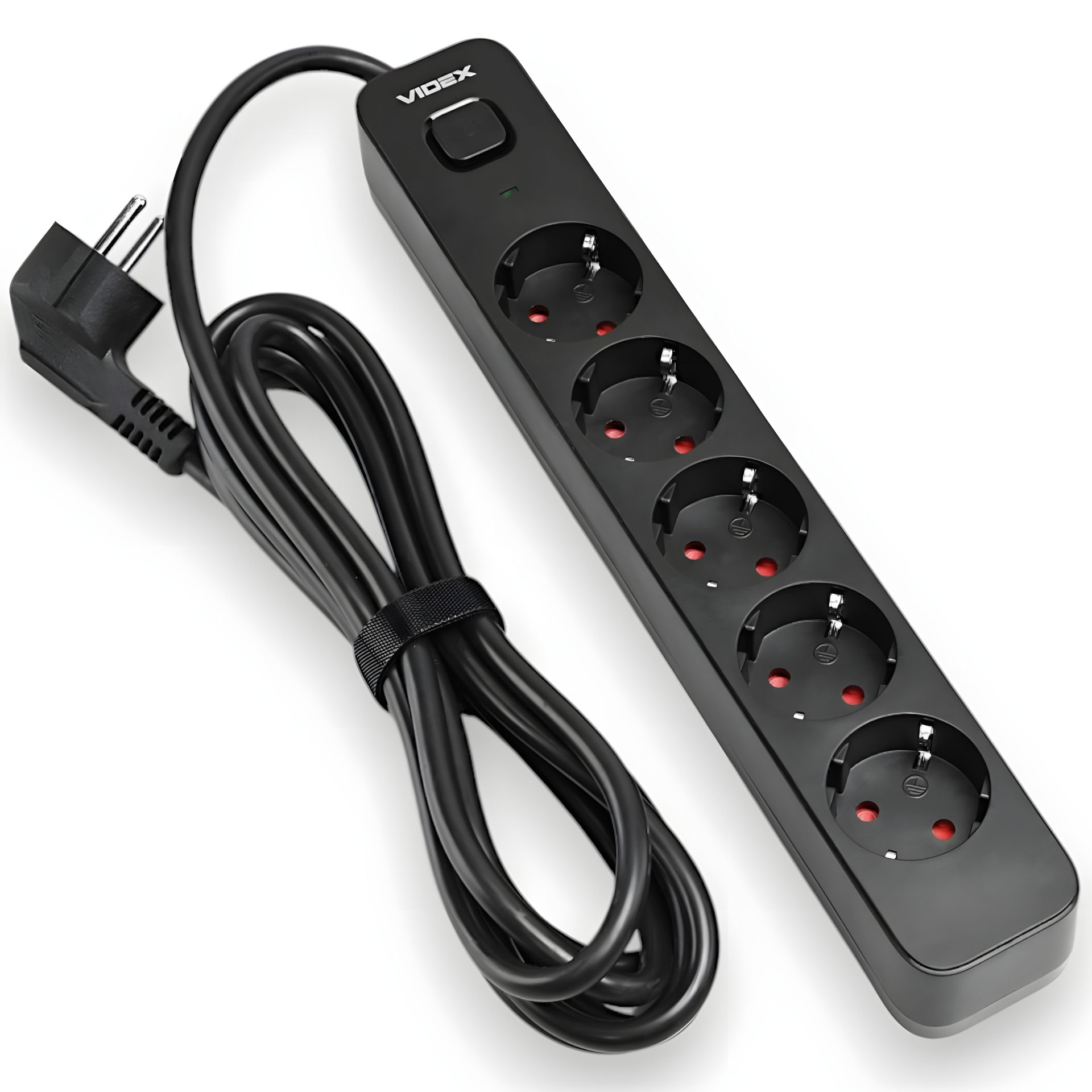 Электрический удлинитель VIDEX ONCORD 5 розеток 3м, 4000 Вт, с кнопкой, заземлением, черный (VF-PD53G-B) Электрический удлинитель VIDEX ONCORD 5 розеток 3м, 4000 Вт, с кнопкой, заземлением, черный (VF-PD53G-B)