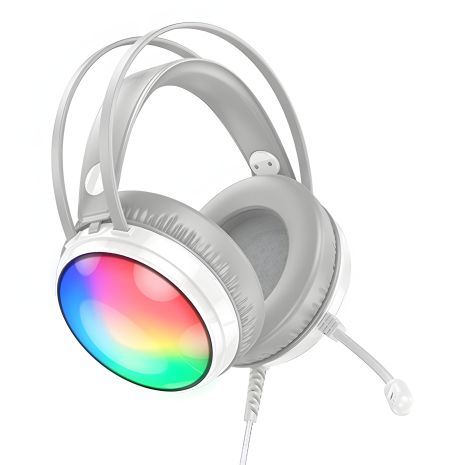 Borofone BO108 Игровые Наушники с микрофоном LED подсветка Jack 3.5 белые
