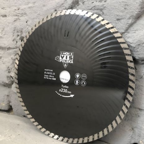 Алмазний відрізний круг Intervis TURBO 230мм для бетону (глибокий різ)