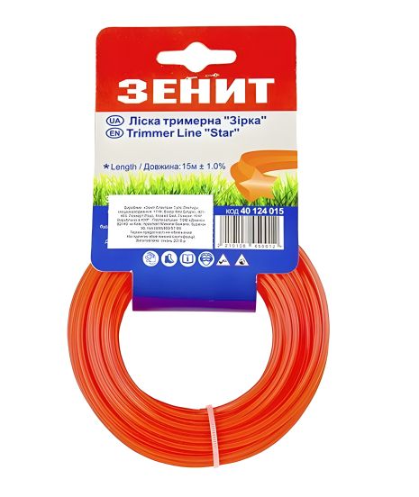 Ліска Зеніт для тримера Квадрат 2.4 мм х 15 м (КВ-30-15-ОВ 40 424 015) Ліска Зеніт для тримера Квадрат 2.4 мм х 15 м (КВ-30-15-ОВ 40 424 015)