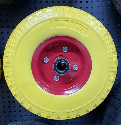 ПУ колесо жовте до тачки VMF EURO 3.00-4 (під вісь 20 мм)
