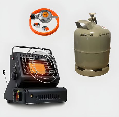 Портативный газовый обогреватель/плита с баллоном 8 л, редуктором и шлангом 1,5м