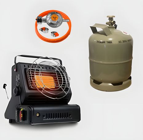 Портативный газовый обогреватель/плита с баллоном 8 л, редуктором и шлангом 1,5м