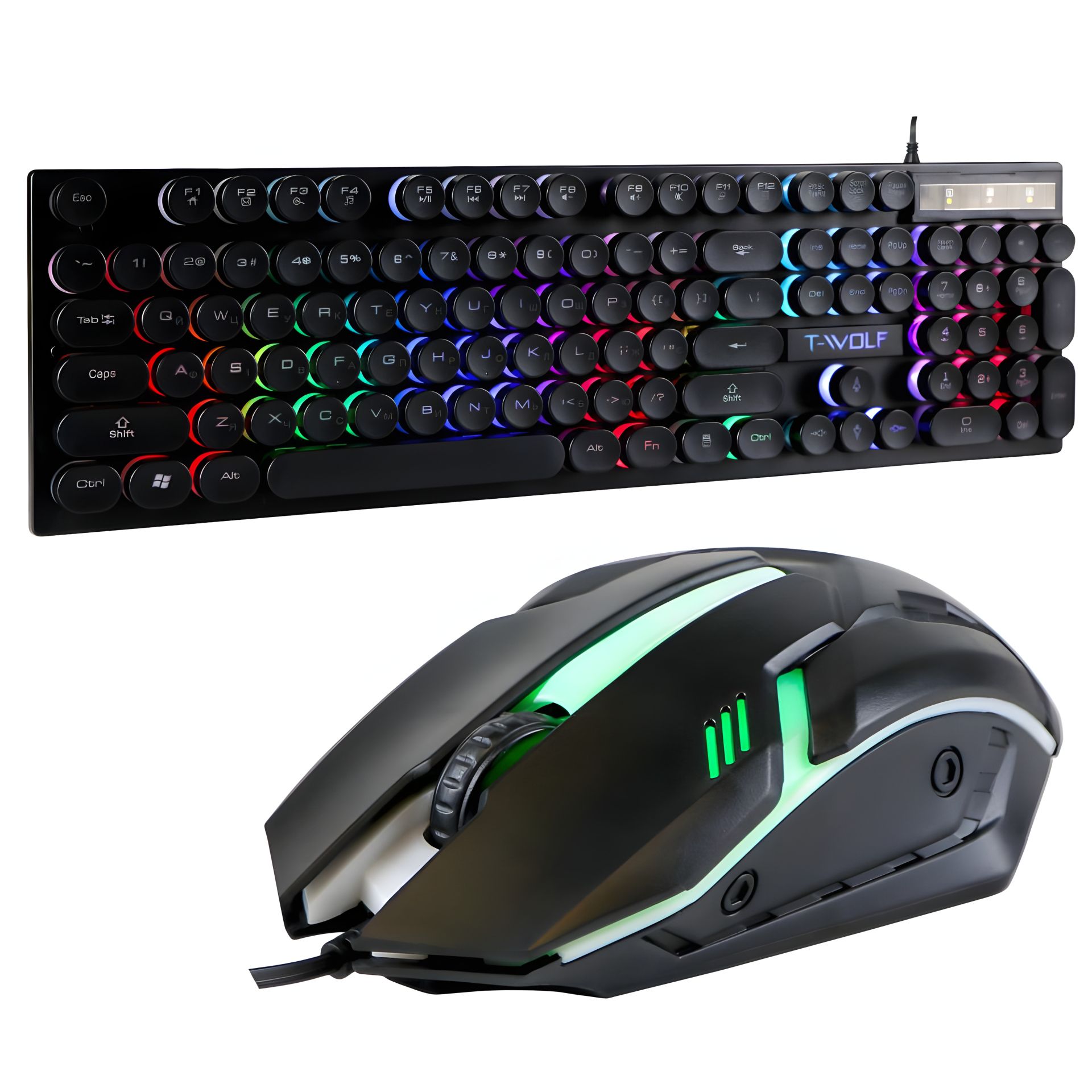Дротові клавіатура та миша TWolf TF270, RGB, 1000DPI, USB, 1.25m, 1.35m, Чорний Дротові клавіатура та миша TWolf TF270, RGB, 1000DPI, USB, 1.25m, 1.35m, Чорний