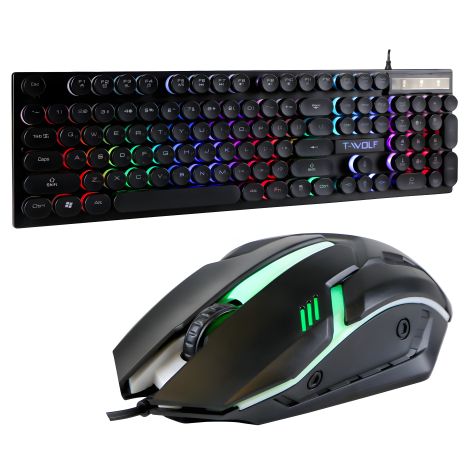 Дротові клавіатура та миша TWolf TF270, RGB, 1000DPI, USB, 1.25m, 1.35m, Чорний