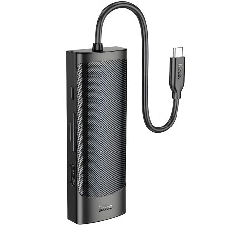 Адаптер перехідник Hoco HB43 7в1 Type-C to HDMI, USB2.0, USB3.0, Type-C, SD, TF, PD, black Адаптер перехідник Hoco HB43 7в1 Type-C to HDMI, USB2.0, USB3.0, Type-C, SD, TF, PD, black