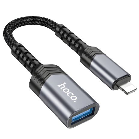 Хаб мультиадаптер Hoco UA24 Lightning to USB 2.0 сірий