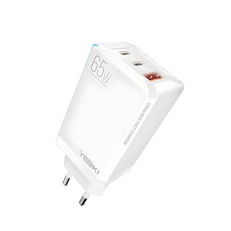 Мережевий зарядний пристрій Yoki Led Series YK-65 GaN Ultra PD 65W Білий