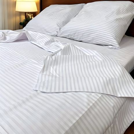 Двуспальный комплект постельного белья MakSon Elegant White, страйп-сатин, 100% хлопок (012-1175210С) Двуспальный комплект постельного белья MakSon Elegant White, страйп-сатин, 100% хлопок (012-1175210С)