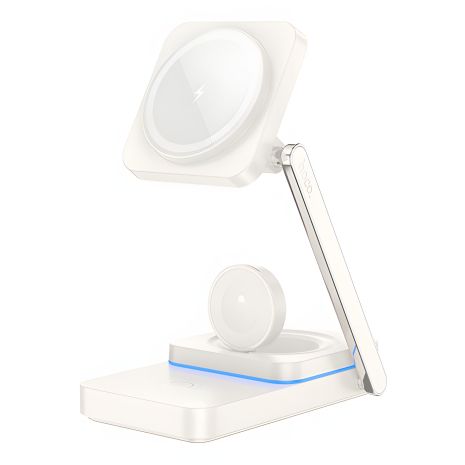 Беспроводная зарядка Hoco CQ10, 3в1, цвет milky white Беспроводная зарядка Hoco CQ10, 3в1, цвет milky white