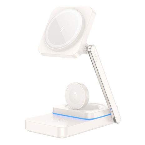 Бездротовий зарядний пристрій Hoco CQ10 3в1 milky white