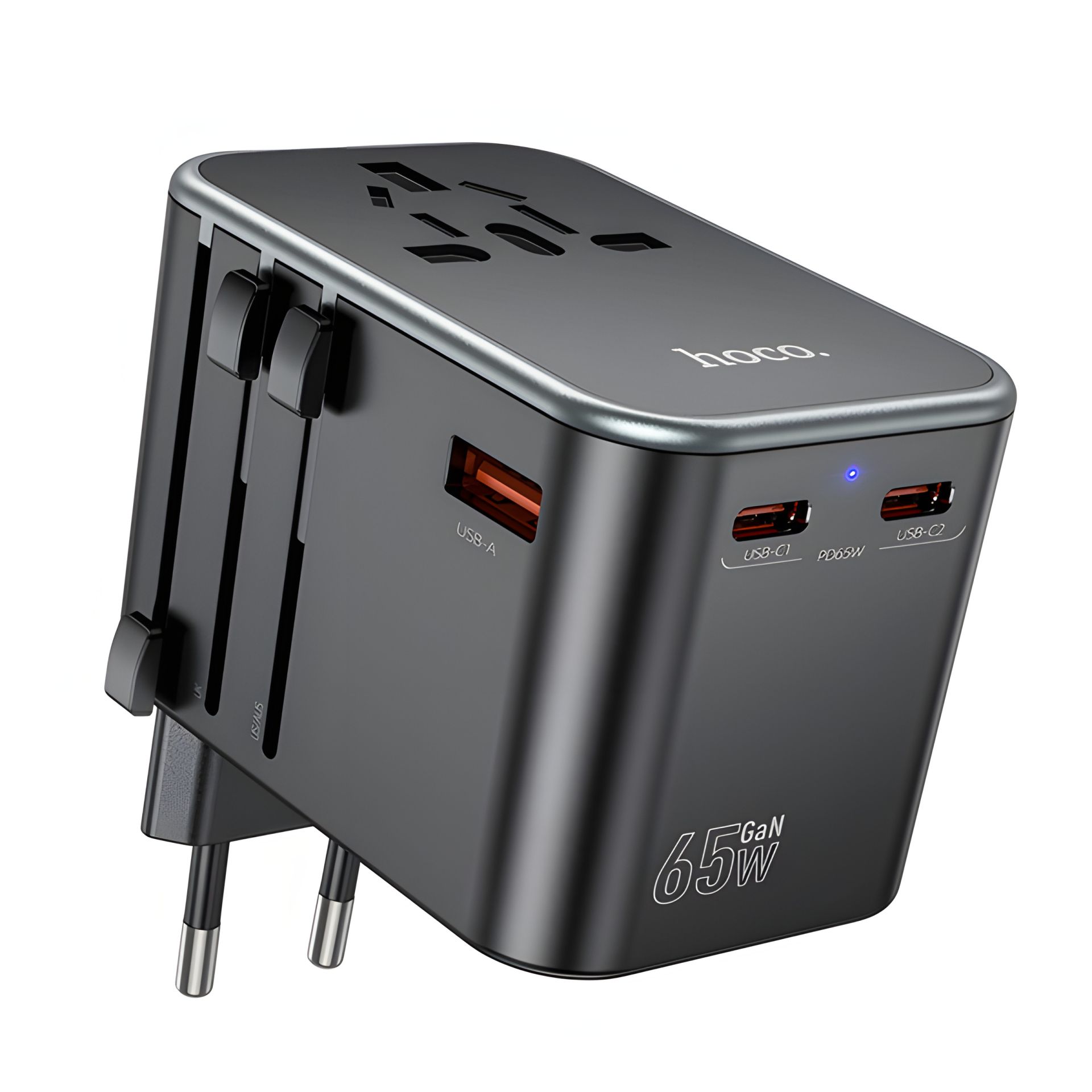 Мережевий зарядний пристрій Hoco AC17 USB/2 PD Type-C 65W black Мережевий зарядний пристрій Hoco AC17 USB/2 PD Type-C 65W black