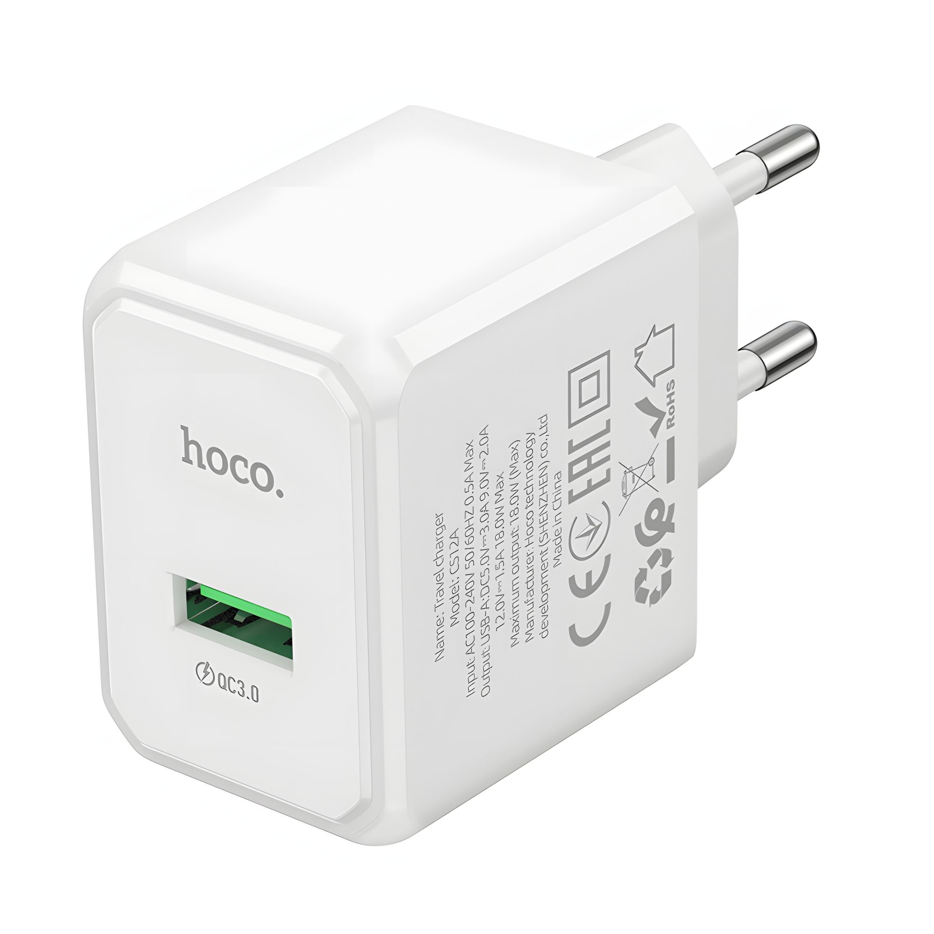 Зарядний пристрій мережевий Hoco CS12A, USB, 18W, білий Зарядний пристрій мережевий Hoco CS12A, USB, 18W, білий