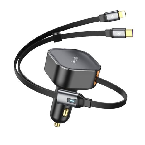 Автомобільний зарядний пристрій Hoco NZ13 PD 30W black + кабелю Type-C/ Lightning Автомобільний зарядний пристрій Hoco NZ13 PD 30W black + кабелю Type-C/ Lightning