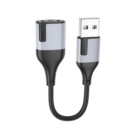 Адаптер BOROFONE BV19 Creator 2-in-1 external sound for headset USB для 3.5mm чорний