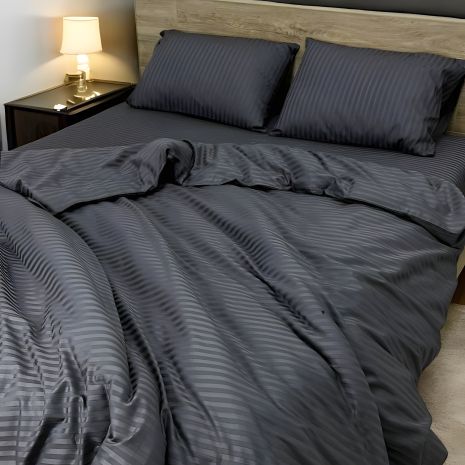 Двоспальний комплект постільної білизни MakSon Elegant Graphite, 100% бавовна, страйп-сатин (013-1175210С) Двоспальний комплект постільної білизни MakSon Elegant Graphite, 100% бавовна, страйп-сатин (013-1175210С)