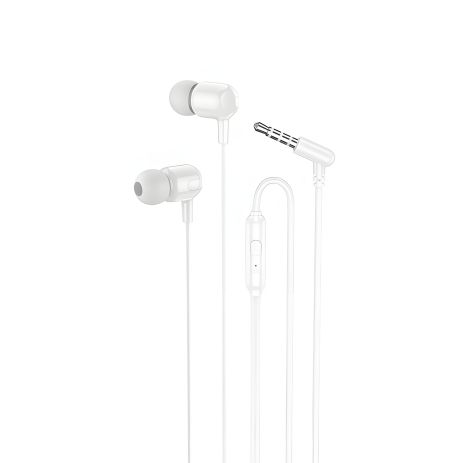 Вакуумные проводные наушники с микрофоном Borofone BM84 Jack 3.5 белые Вакуумные проводные наушники с микрофоном Borofone BM84 Jack 3.5 белые