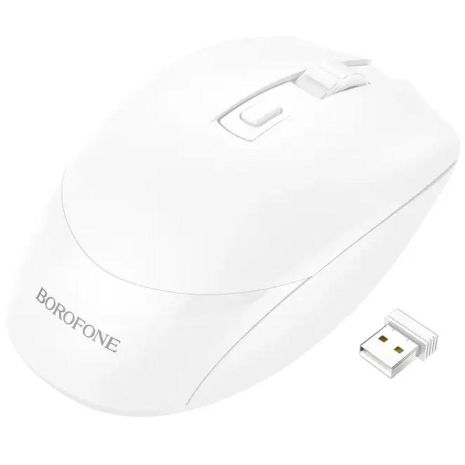 Wireless Миша Borofone BG7 2.4G optical, 1000-1600 DPI, 1хАА Білий