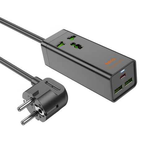 Мережевий зарядний пристрій подовжувач Hoco AC9A 2 USB/Type-C PD QC 30W 1 розетка 1.5m чорний Мережевий зарядний пристрій подовжувач Hoco AC9A 2 USB/Type-C PD QC 30W 1 розетка 1.5m чорний