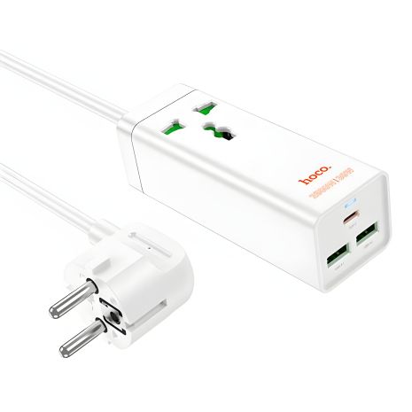 Мережевий зарядний пристрій подовжувач Hoco AC9A 2 USB/Type-C PD QC 30W 1 розетка 1.5m білий Мережевий зарядний пристрій подовжувач Hoco AC9A 2 USB/Type-C PD QC 30W 1 розетка 1.5m білий