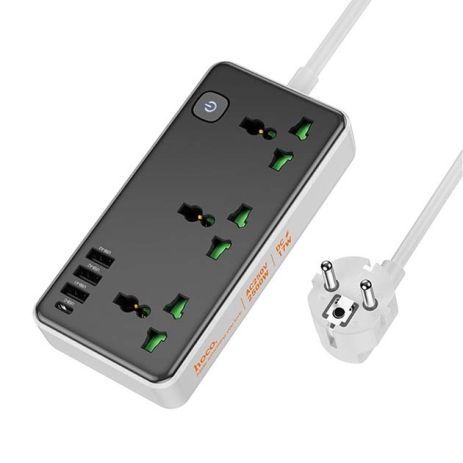 Сетевое зарядное устройство удлинитель Hoco AC7A 3 USB/Type-C 3 розетки 1.5m черный Сетевое зарядное устройство удлинитель Hoco AC7A 3 USB/Type-C 3 розетки 1.5m черный