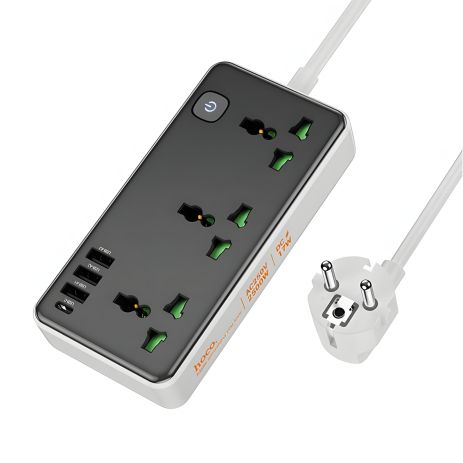 Мережевий зарядний пристрій подовжувач Hoco AC7A 3 USB/Type-C 3 розетки 1.5m чорний Мережевий зарядний пристрій подовжувач Hoco AC7A 3 USB/Type-C 3 розетки 1.5m чорний