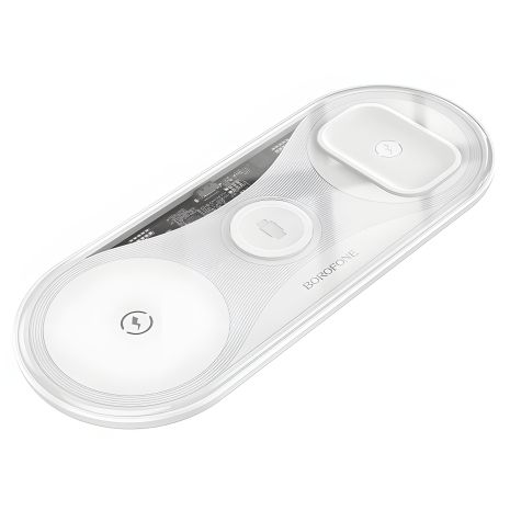 Зарядний пристрій Borofone BQ19, 3в1, 15W, бездротовий, білий